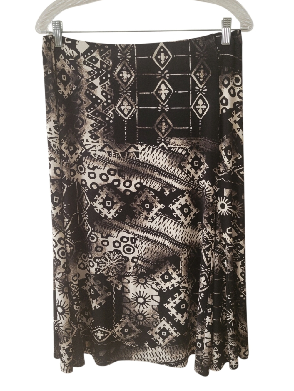 Chicos Black‎ & Ivory Graphic Jersey Knit Skirt Size 3